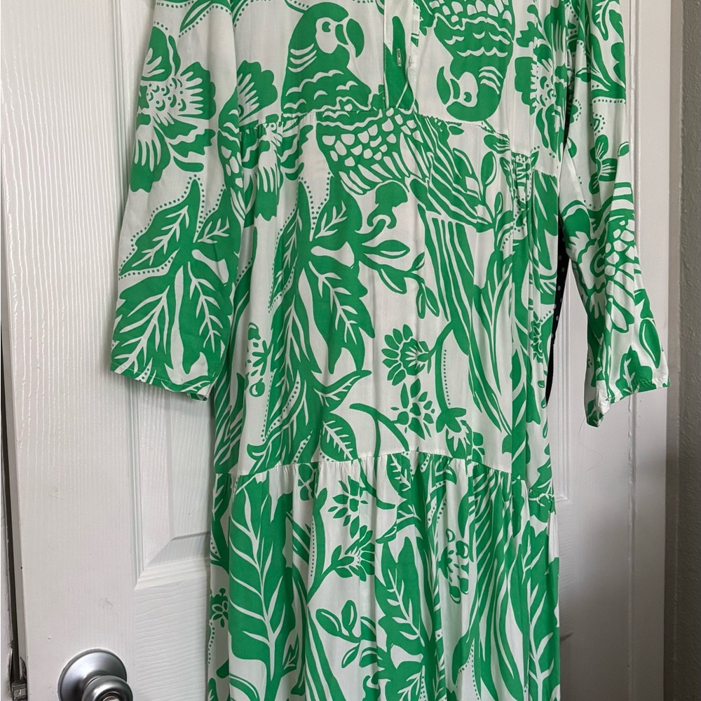 Green and White Dolman Sleeve Sundress